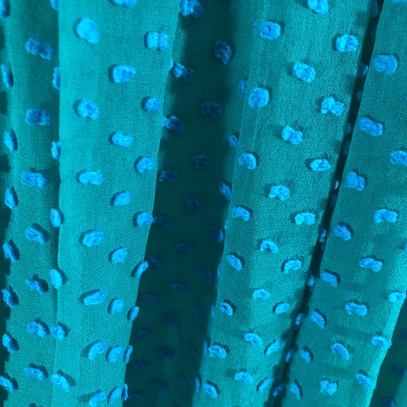 Anthropologie Sachin + Babi Teal Flocked Speckle Dress Silk Polka Dot Size 6 - Picture 4 of 9